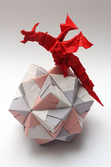 Origami Dragon On Paper